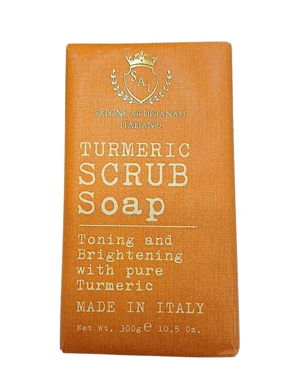 Italy Saponificio Tumeric Scrub Bar Soap 10oz Toning Brighten Coconut Hydrating